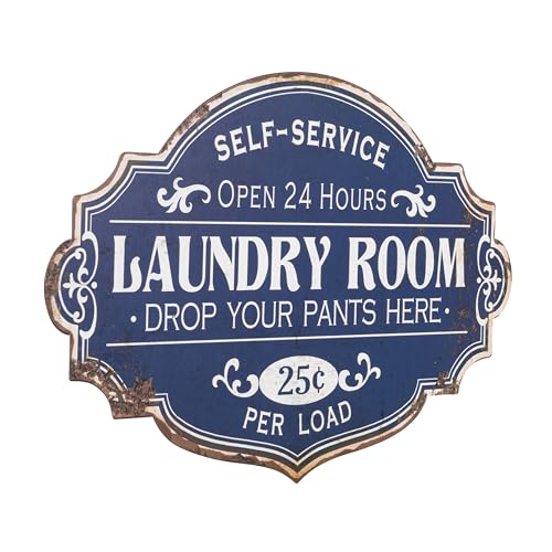 Creative Co-Op Vintage Metal Laundry Room Wall Sign with Distressed Finish - Image 1