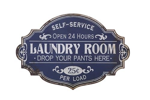 Creative Co-Op Vintage Metal Laundry Room Wall Sign with Distressed Finish - Image 3