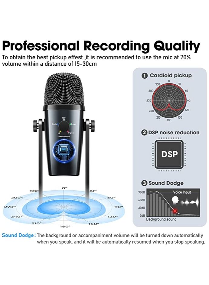 Jmary PW10 Professional Metal Voice Recording Usb Condenser Studio And Podcast Recording Gaming Microphones - Image 3