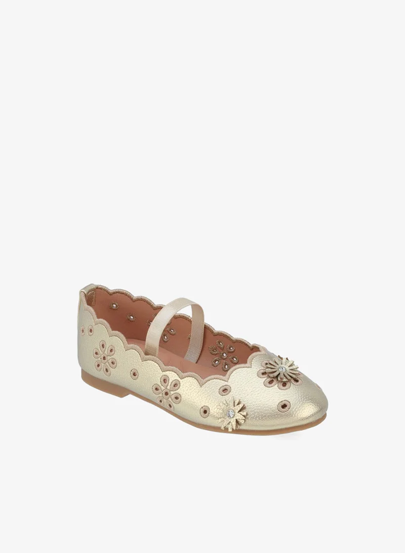 جونيورز Girls Floral Embellished Ballerina Shoes