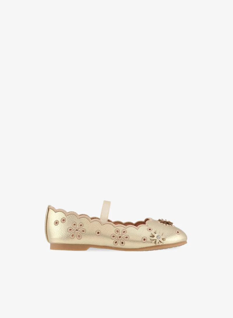 جونيورز Girls Floral Embellished Ballerina Shoes