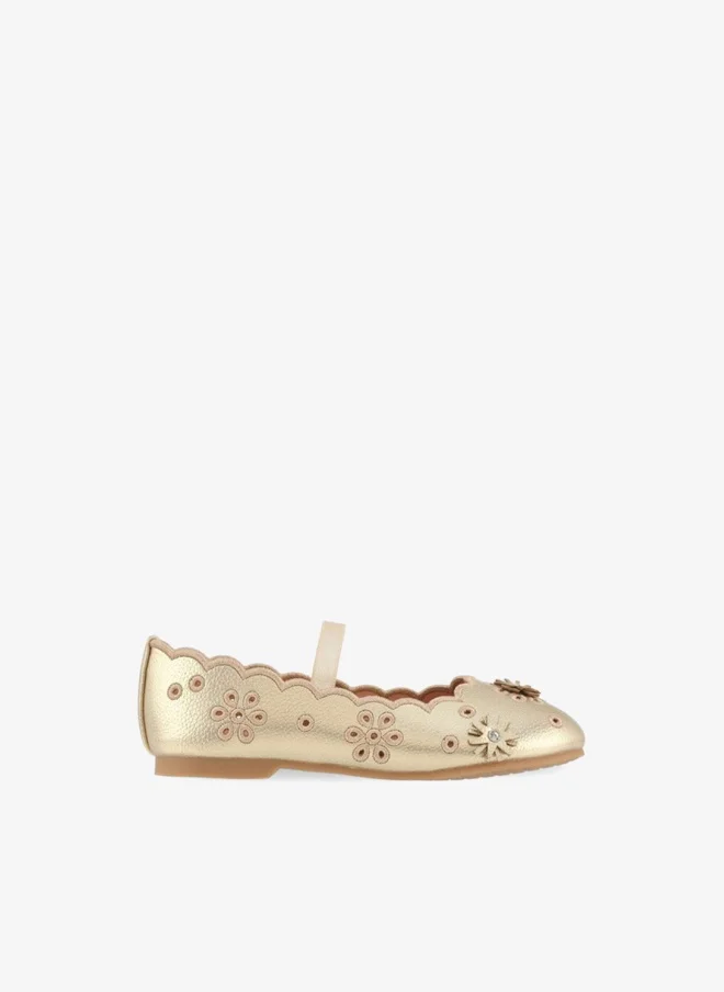 جونيورز Girls Floral Embellished Ballerina Shoes