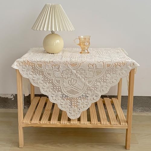 Foyods Square Lace Tablecloth 35 X 35 Inch, Off White Lace-Tablecloths & Small Tablecloths Laces Vintage for Round Coffee Table, White Laces Fabric Embroidered Tablecloth for Wedding Rectangle Tables - Image 5