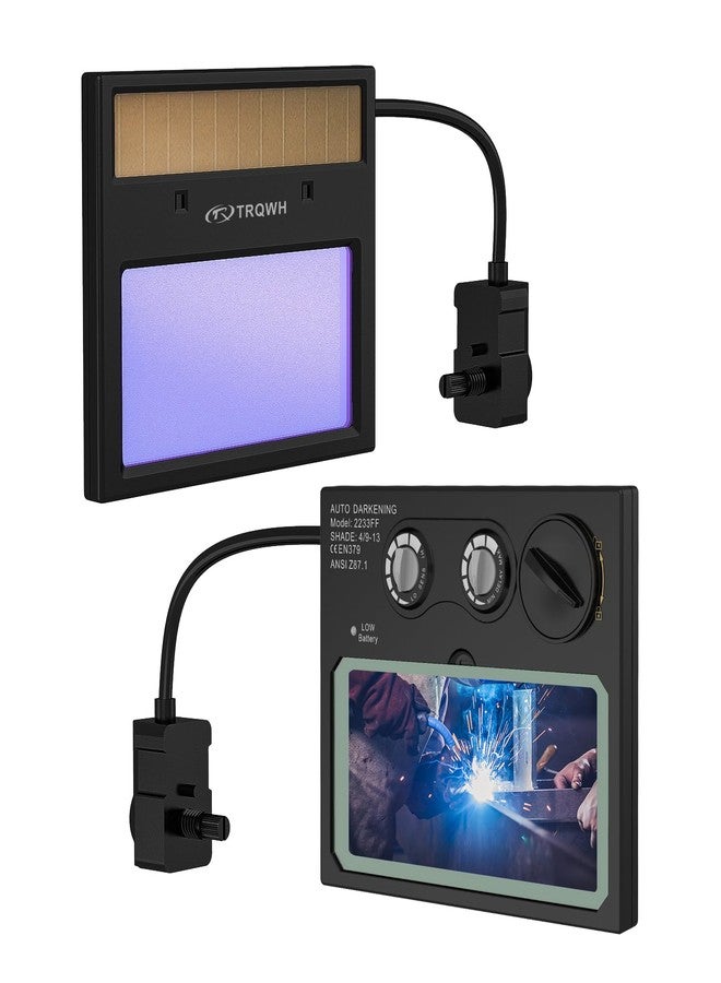 TRQWH HD Auto Darkening Welding Lens 4.33"x3.54" Solar True Color Filter with 2 Arc Sensor Adjustable Shade Range 4/9-13 Replacement Welding Helmet Accessories for TRQWH Welding Hood - Image 1