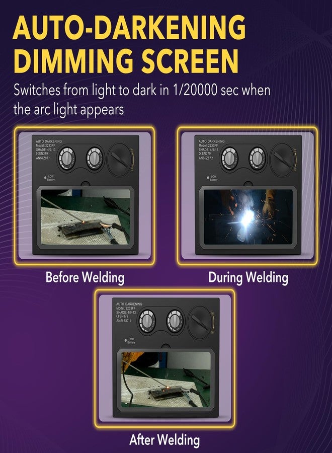 TRQWH HD Auto Darkening Welding Lens 4.33"x3.54" Solar True Color Filter with 2 Arc Sensor Adjustable Shade Range 4/9-13 Replacement Welding Helmet Accessories for TRQWH Welding Hood - Image 5