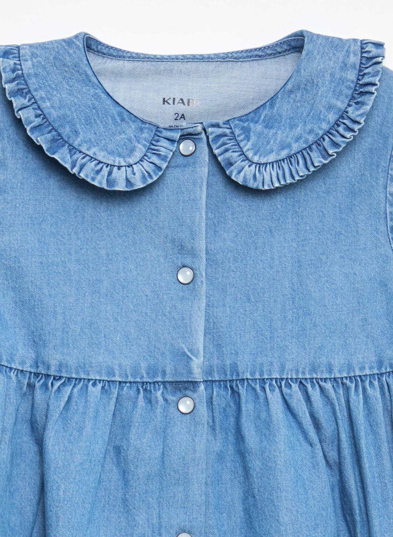 Kiabi Denim Flare Dress with Peter Pan Collar - Image 2