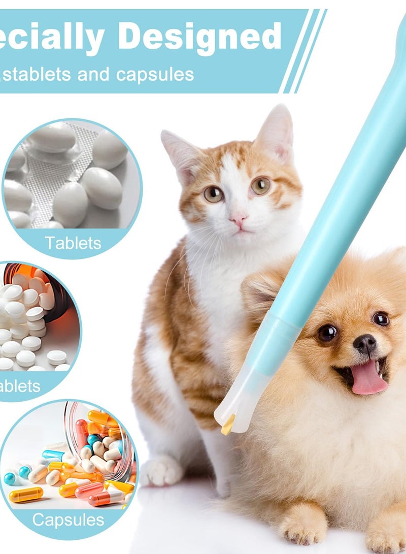 SYOSI Pet Pill Dispenser, Pet Piller Gun Oral Tablet Capsule, Pet Piller Soft Tip Tablet Silicone Pusher Pill Feeder for Cats, Dogs, and Small Animals 2PCS (Blue) - Image 2