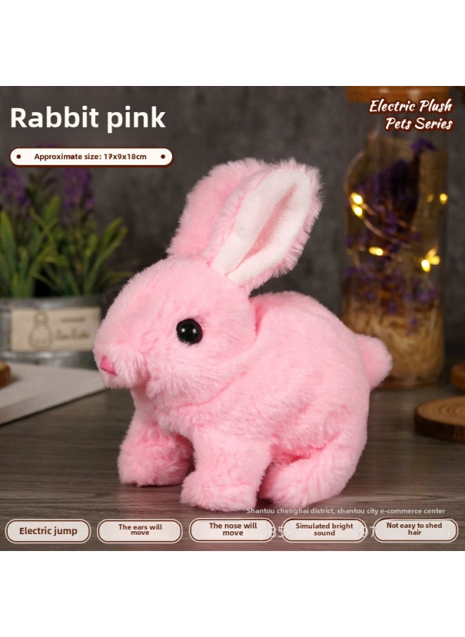Children's Simulated Teddy Rabbit Electric Pet Dog Plush Walking Barking Toy Electronic Pet Dog Toy-Color:Rabbit ]-Specifications:Screwdriver +2 Batteries  - Image 1
