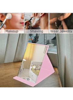 BreeJooy Portable folding vanity mirror, desktop makeup mirror with adjustable stand, pu leather travel mirror for camping, home  - Image 2