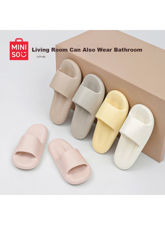 Miniso Men's Summer Slippers Casual Bathroom Outdoor Couple Anti-slip Slippers Milk Coffee Color 40-41 - Image 5