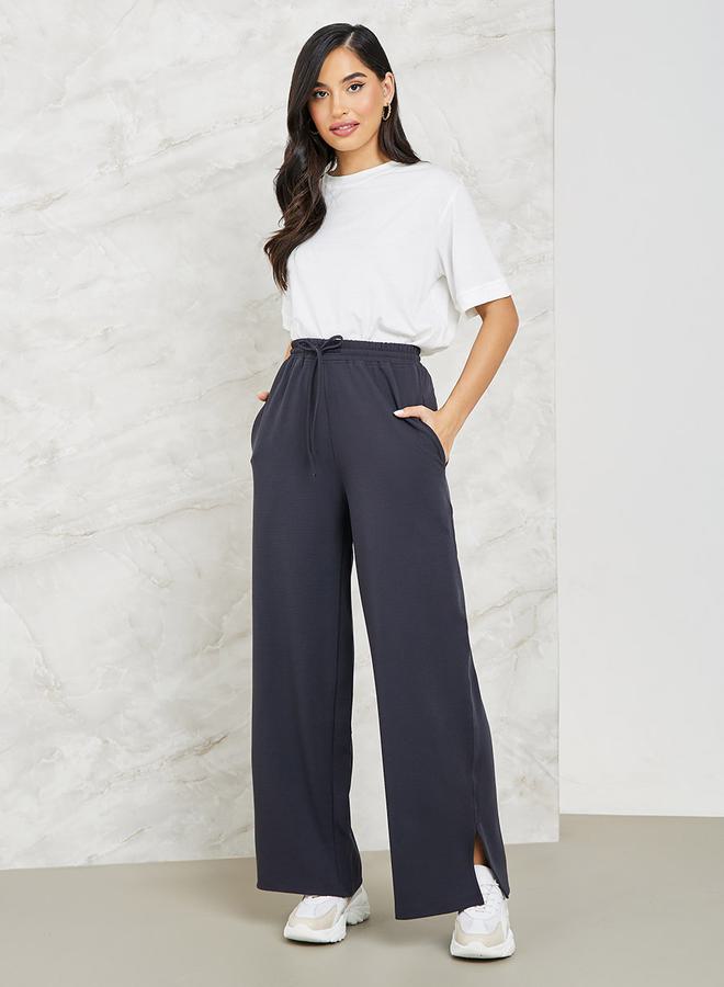 Styli Wide Leg Jogger with Side Slit - Image 1