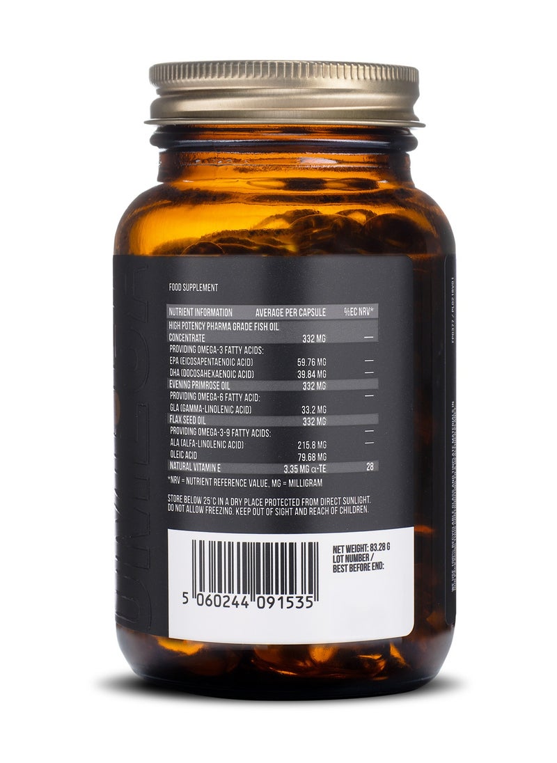 GRASSBERG - Omega 3-6-9 Balance, 1000mg with Flax Seed Oil, Evening Primrose Oil and Natural Vitamin E - 60 Softgels - Image 1