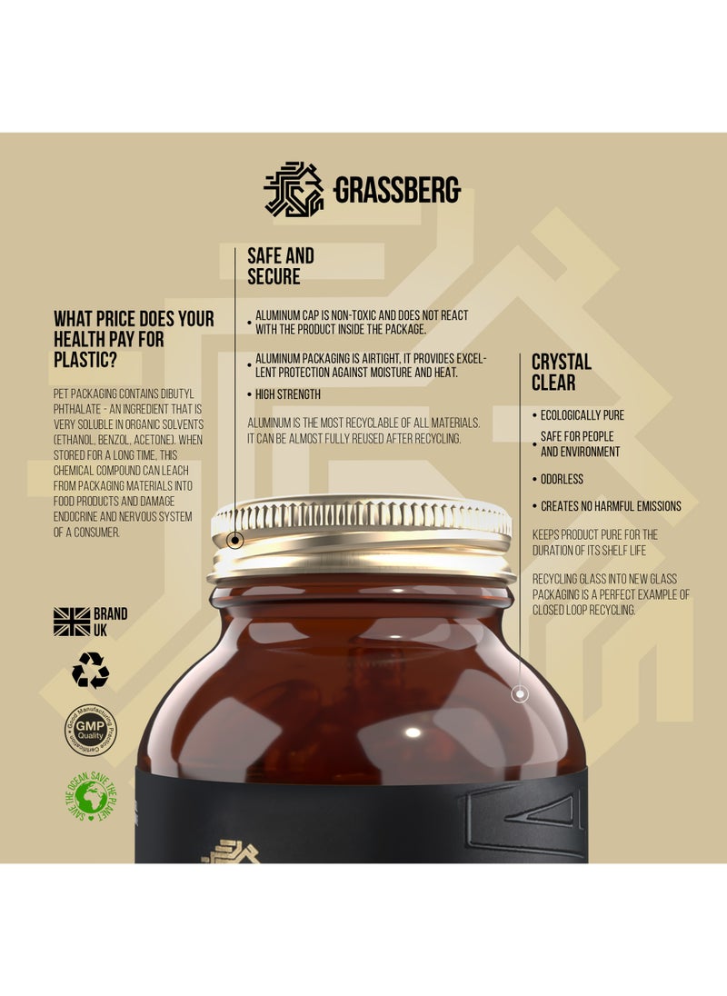 GRASSBERG - Omega 3-6-9 Balance, 1000mg with Flax Seed Oil, Evening Primrose Oil and Natural Vitamin E - 60 Softgels - Image 1