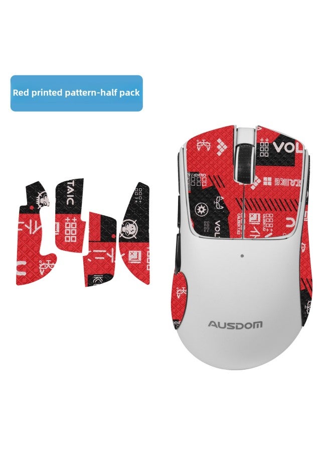 Suitable For Aspen G04 Mouse Anti-slip Sticker G04L Sticker Small Hand Mouse Sweat-absorbent Protective Film Palm Back Sticker-Color:[half Pack] Red Print? Comes With Cleaning Cotton