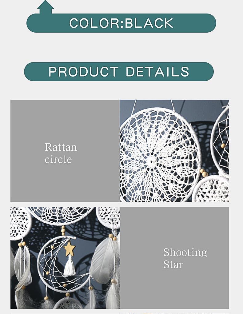 LODDIY Store مجموعة من 5 حوامل أحلام بوهو، حوامل أحلام كبيرة معلقة، مجموعة حوامل أحلام، ديكور حائط حوامل أحلام لحفل زفاف عتيق وزينة منزلية (جمل) - Image 4