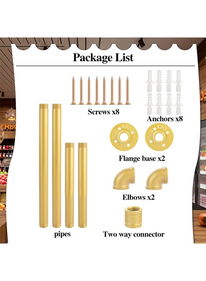 DUNISO Clothes Rail Wall Mounted,Industrial Pipe Clothes Rack,Heavy Duty Clothes Hanging Rail,Wall Mounted Tidy Rails Garment Clothes Bar，for Home Shops and Closets,100x25cm，Gold - Image 3