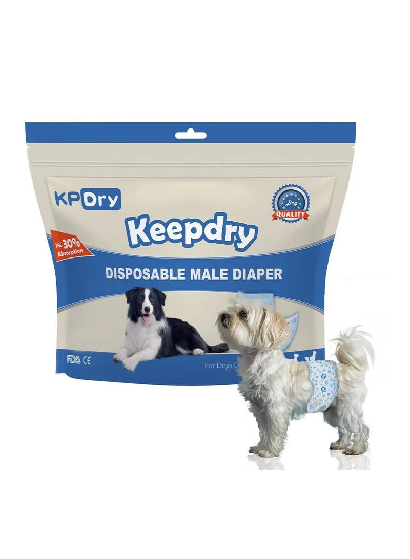 حافظ على جفافك - حفاضات الكلاب الذكورية للاستخدام مرة واحدة (عبوة من 12 قطعة) - Image 1