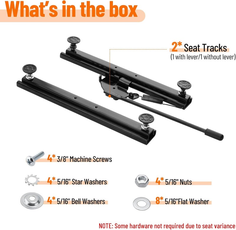 Racewill Seat Slider, Seat Track Assembly Kit with Hardware for Go Kart and Bucket Seats - Image 5