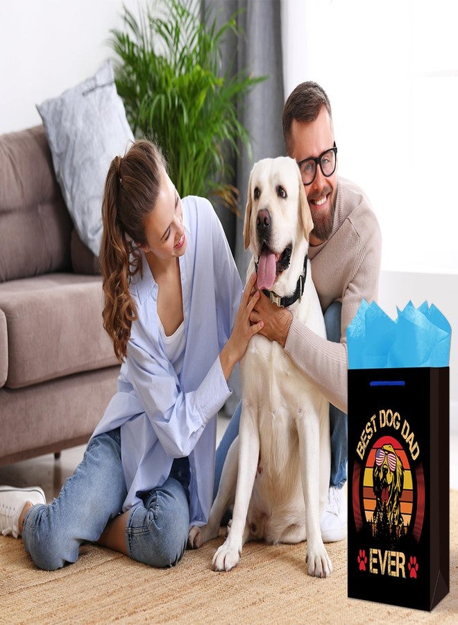 JUESMOS Best Dog Dad Ever Gifts Bag Father's Day Gift Bag with Tissue Paper 13" Large Father's Day Paper Gift Bags with Handles Happy Fathers Gift Wrap Bags Party Decorations for Dad Grandpa Husband - Image 2