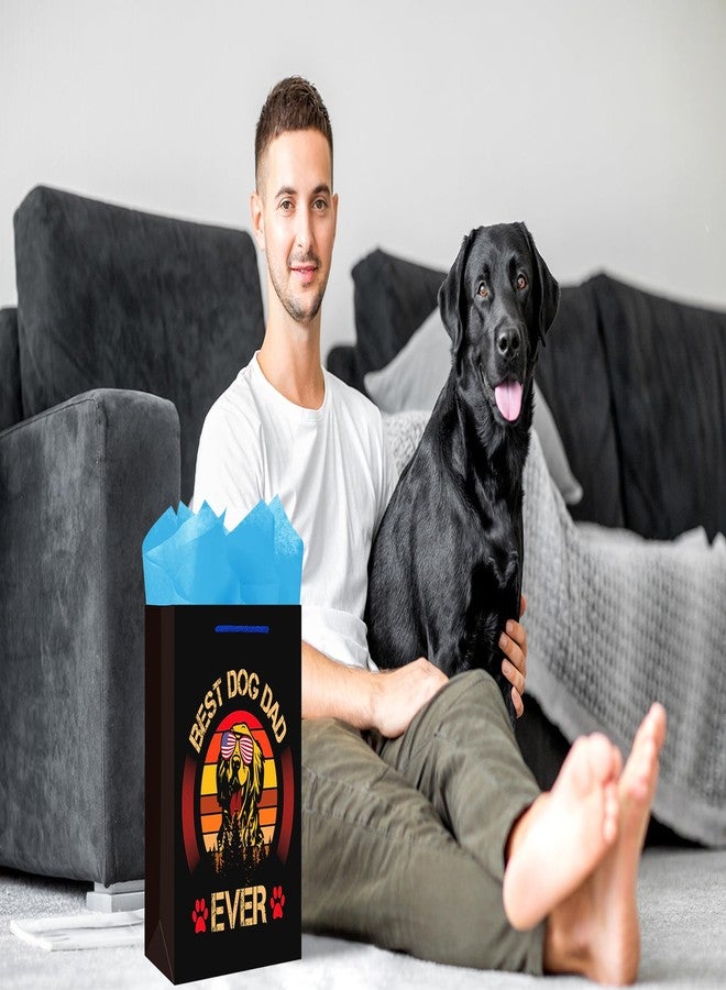 JUESMOS Best Dog Dad Ever Gifts Bag Father's Day Gift Bag with Tissue Paper 13" Large Father's Day Paper Gift Bags with Handles Happy Fathers Gift Wrap Bags Party Decorations for Dad Grandpa Husband - Image 5