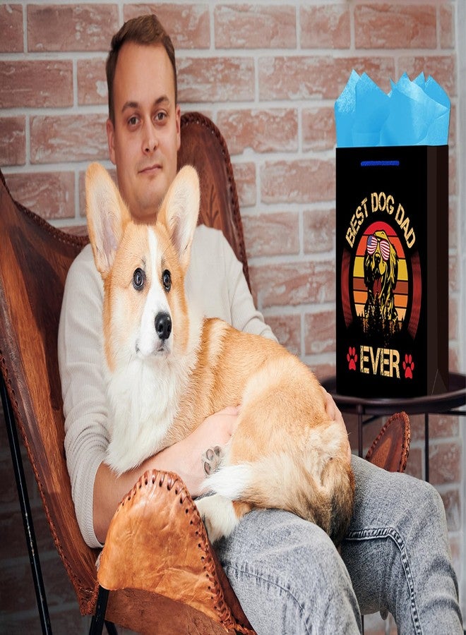 JUESMOS Best Dog Dad Ever Gifts Bag Father's Day Gift Bag with Tissue Paper 13" Large Father's Day Paper Gift Bags with Handles Happy Fathers Gift Wrap Bags Party Decorations for Dad Grandpa Husband - Image 4