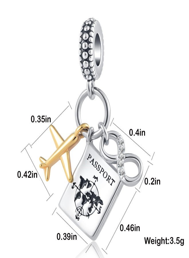OutstandLong Vacation Travel Series Passport Airplane Charm for Pandora Bracelets Gold Plated Bead for Mom Sister - Image 3
