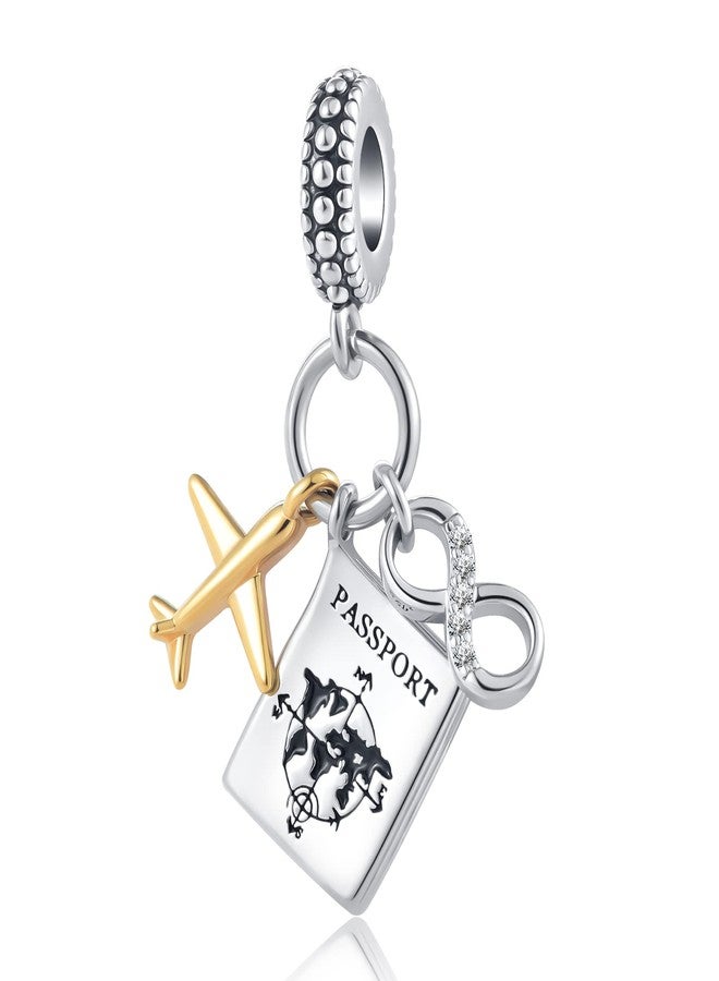 OutstandLong Vacation Travel Series Passport Airplane Charm for Pandora Bracelets Gold Plated Bead for Mom Sister - Image 1