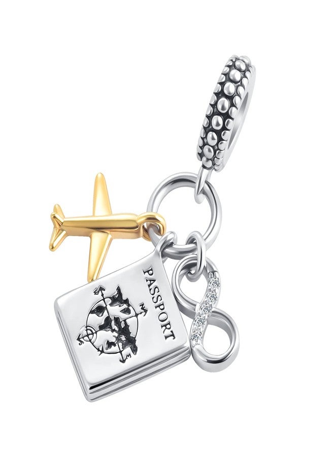 OutstandLong Vacation Travel Series Passport Airplane Charm for Pandora Bracelets Gold Plated Bead for Mom Sister - Image 2