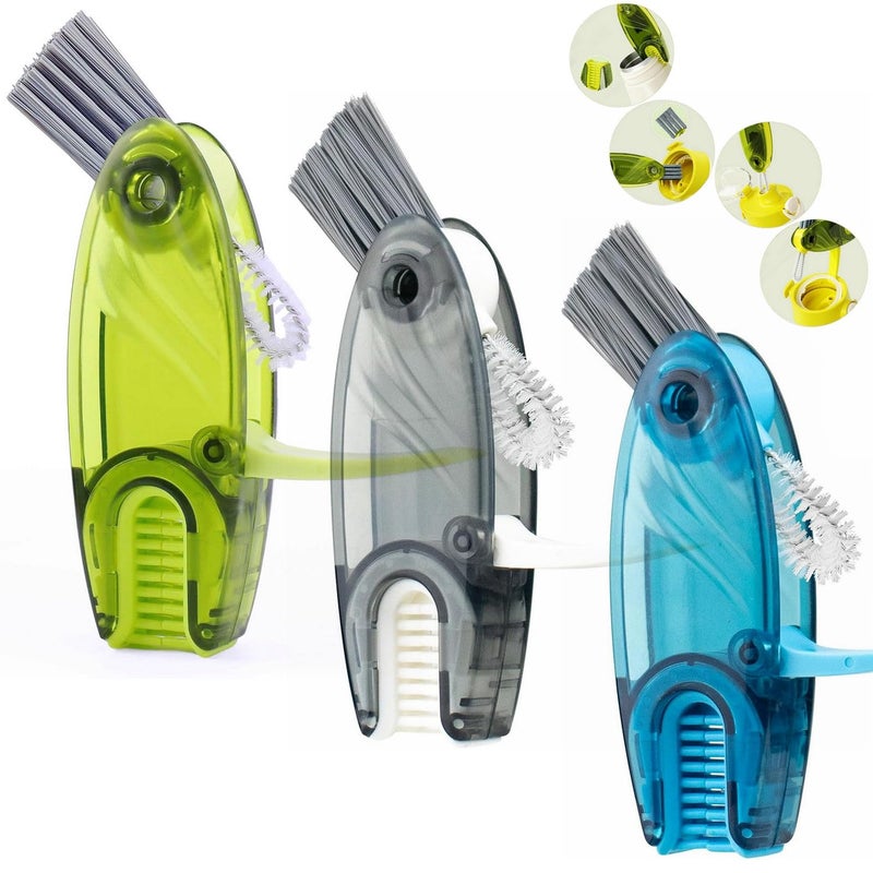 CraftinAround 4 in 1 Cup Lid Cleaning Brush Set Multifunctional Bottle Brush Cleaner Tiny Bottle Cup Lid Brush Straw Cleaner Tools Mini Silicone Bottle CupHolder Cleaner with Hook Remover Blue Green Grey - Image 3