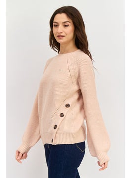 Pepe Jeans Women Crew Neck Long Sleeves Knitted Sweater, Pink  - Image 2
