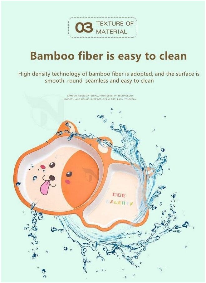 HS Enterprise Bamboo Baby Tableware Set Eco Friendly Bamboo Fiber Dinner Set For Weaning Toddlers;Kids Set Of Plate Bowl Cup Fork And Spoon;Baby Feeding Utensils For Kids And Toddlers (Dog)  - Image 5