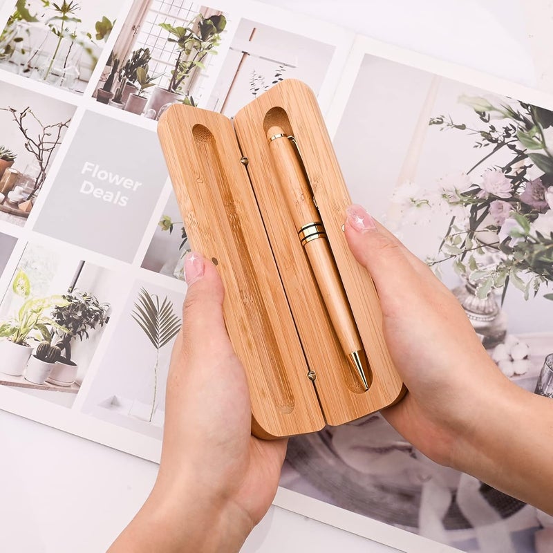 إكسفور مجموعة أقلام حبر جاف خشبية، مع حافظة خشبية، مجموعة كتابة كلاسيكية برأس حبر جاف، 2 عبوة بديلة، قلم توقيع يدوي الصنع للأعمال، قلم حبر جاف خشبي طبيعي، هدية للتخرج والزفاف - Image 4