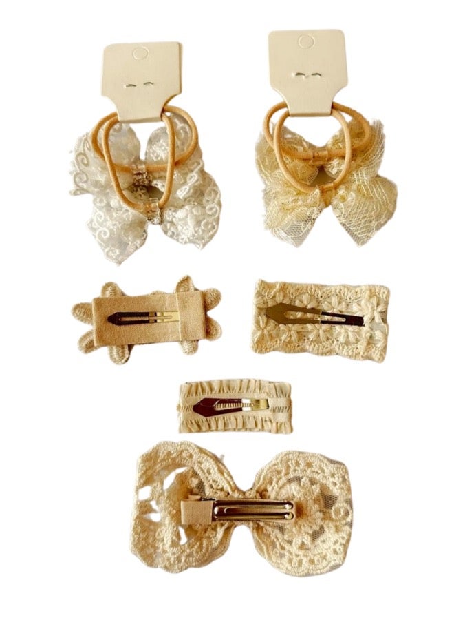 إسكدنيا ربطة شعر بمشبك شعر من الدانتيل للأميرات مكونة من 8 قطع باللون الأبيض - Image 2