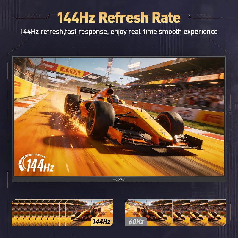 KOORUI 24 Inch Gaming Monitor 144Hz Full HD 1920 x 1080p IPS Ultra-Slim Display with HDMI VGA, Adaptive Sync, 99% SRGB, VESA 100x100mm, Eye Care, Tilt, HDMI 2.0, Black, E2411K - Image 2