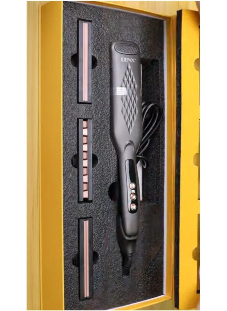 Denx 4In1 Hair Styling Tool With Four Interchangeable Ceramic Plates Adjustable Temperature Hair Straightener For Salon And Home Use - Image 3