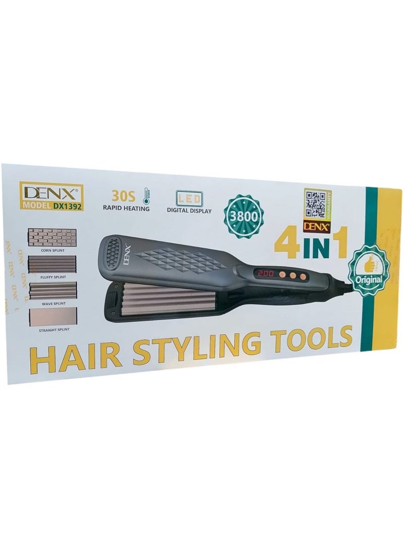 Denx 4In1 Hair Styling Tool With Four Interchangeable Ceramic Plates Adjustable Temperature Hair Straightener For Salon And Home Use - Image 4