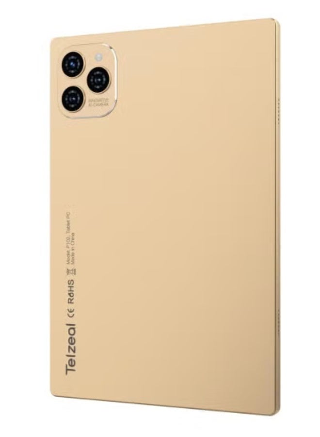 Telzeal P102 Smart Tablet – 10.1-Inch FHD Display, Android 13, 8GB RAM 512GB ROM, 10000mAh Battery, Dual Camera, Wi-Fi & Bluetooth, Dual SIM, Slim High-Performance Android Tablet – Gold - Image 3