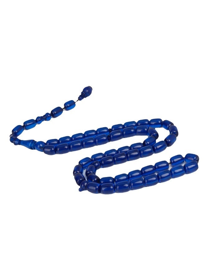 R.S Polish Amber Dust Prayer Beads, Barrel Story, 51 Blue Beads - Image 1