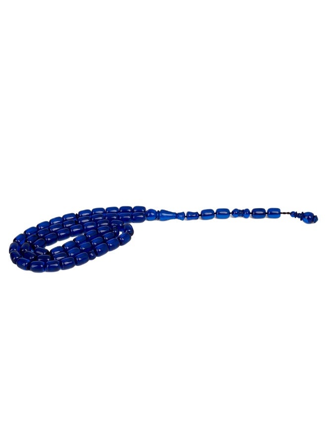 R.S Polish Amber Dust Prayer Beads, Barrel Story, 51 Blue Beads - Image 4