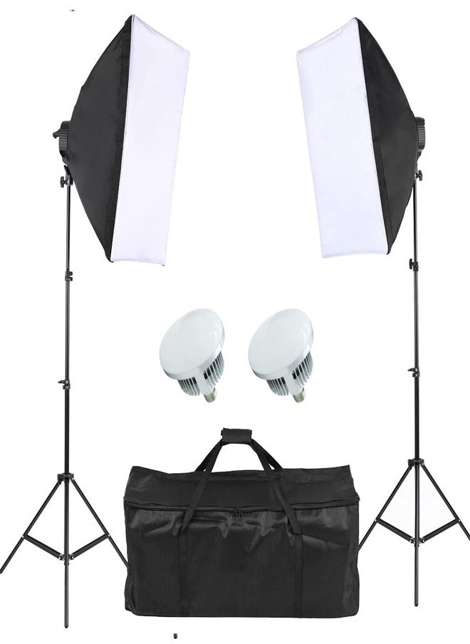 PADOM - Padom Softbox Lighting Kit, Dimmable Continuous Lighting Soft Box Set with 3 Color Temperature 150W Light Bulbs, Professional Photography Studio Equipment for Video Recording, Podcast, Interview(set 2 - Image 1