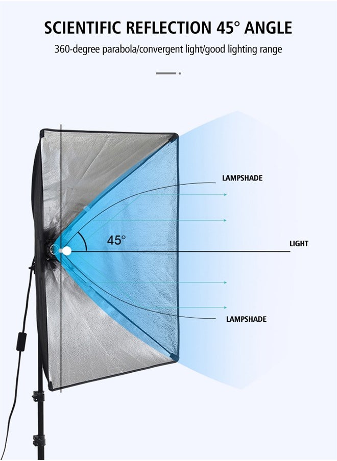 PADOM - Padom Softbox Lighting Kit, Dimmable Continuous Lighting Soft Box Set with 3 Color Temperature 150W Light Bulbs, Professional Photography Studio Equipment for Video Recording, Podcast, Interview(set 2 - Image 1