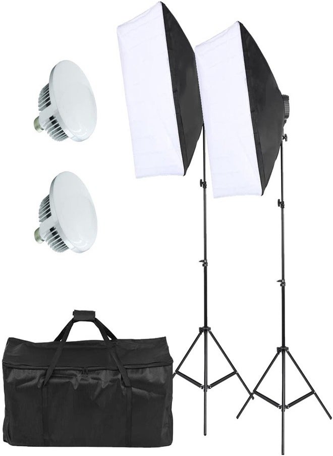 PADOM - Padom Softbox Lighting Kit, Dimmable Continuous Lighting Soft Box Set with 3 Color Temperature 150W Light Bulbs, Professional Photography Studio Equipment for Video Recording, Podcast, Interview(set 2 - Image 1