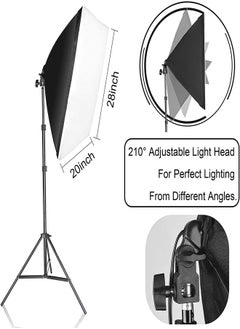 PADOM Padom Softbox Lighting Kit, Dimmable Continuous Lighting Soft Box Set with 3 Color Temperature 150W Light Bulbs, Professional Photography Studio Equipment for Video Recording, Podcast, Interview(set 2  - Image 2