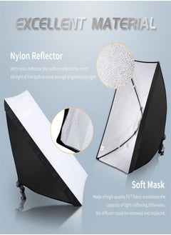 PADOM Padom Softbox Lighting Kit, Dimmable Continuous Lighting Soft Box Set with 3 Color Temperature 150W Light Bulbs, Professional Photography Studio Equipment for Video Recording, Podcast, Interview(set 2  - Image 4