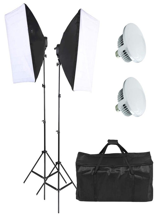 PADOM - Padom Softbox Lighting Kit, Dimmable Continuous Lighting Soft Box Set with 3 Color Temperature 150W Light Bulbs, Professional Photography Studio Equipment for Video Recording, Podcast, Interview(set 2 - Image 1