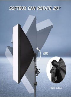 PADOM Padom Softbox Lighting Kit, Dimmable Continuous Lighting Soft Box Set with 3 Color Temperature 150W Light Bulbs, Professional Photography Studio Equipment for Video Recording, Podcast, Interview(set 2  - Image 5