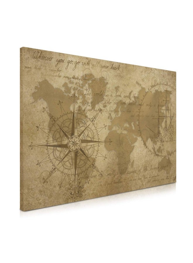 Navaris Magnetic Dry Erase Board - 16 x 24 inches Decorative White Board for Wall with Design, Includes 5 Magnets and Marker - Antique World Map - Image 1