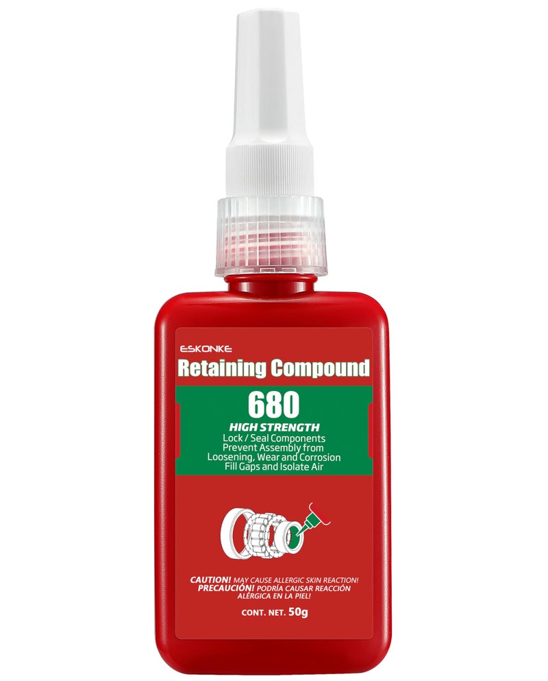 ESKONKE Retaining Compound Green 680 Sleeve Retainer High Strength Cylindrical Metal Components Assemblies Locking and Sealing Anaerobic Glue 1.69 Oz/50 ml - Image 1