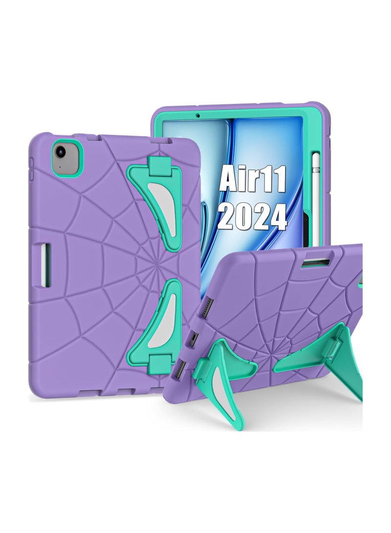 Captaintech Kids Case for iPad Air 11-inch M2 (2024) with Pencil Holder, Durable Shockproof Rugged Protective Stand Kids Case for iPad Air 6th Generation 11 Inch Case M2 2024 (Purple) - Image 1