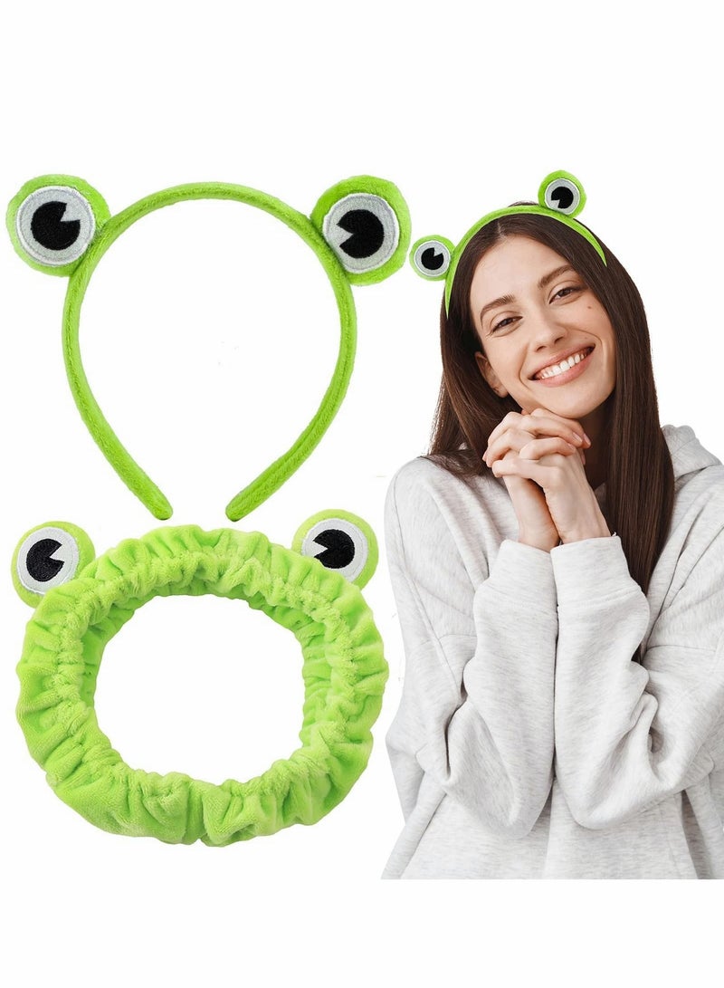 Excefore Cute Green Frog Headband and Headwrap, Elastic Hair Accessories for Girls, Women, Face Washing, Shower, Sports, Yoga, Beauty, and Skincare - Image 1